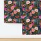 Whimsical Floral Modern Botanical Fairy Garden Flowers Maximalist Pink Blue Dots Contemporary Custom Removable Wallpaper by Spoonflower Peel & Stick Wallpaper 2FT Wide